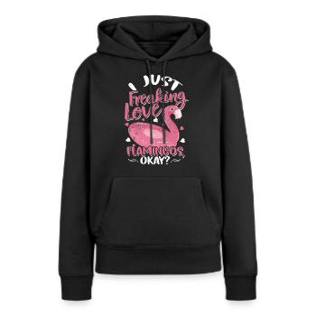 Flamingo - Sweat à capuche Premium bio Femme - noir - Devant - Julia (174cm)