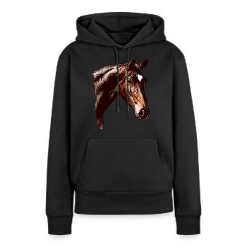 Fille cheval motif animal animal motif dames - Sweat à capuche Premium bio Femme - noir - Devant - Julia (174cm)