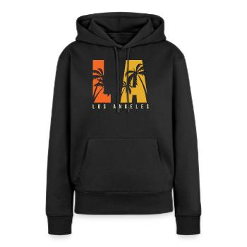 LA Los Angeles - Sweat à capuche Premium bio Femme - noir - Devant - Julia (174cm)