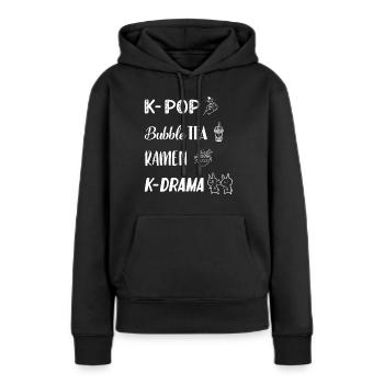 K-POP K-Drama Fan Corée du Sud Pop Coréen - Sweat à capuche Premium bio Femme - noir - Devant - Julia (174cm)
