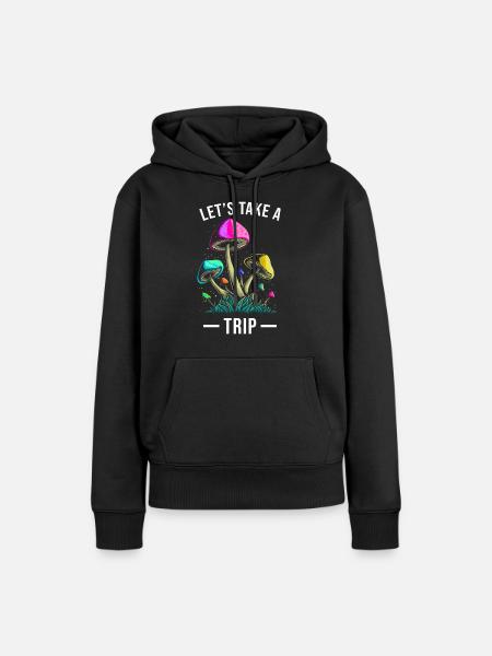 Pilz Trip Magic Mushrooms - Frauen Premium Bio Hoodie - Schwarz