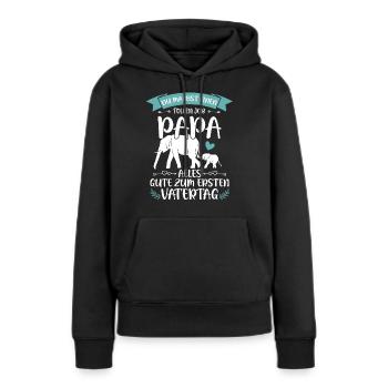 Erster Vatertag - Elefant Vatertagsgeschenk - Frauen Premium Bio Hoodie - Schwarz - Vorne - Julia (174cm)