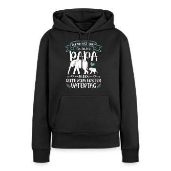 Erster Vatertag - Elefant Vatertagsgeschenk - Frauen Premium Bio Hoodie - Schwarz - Vorne - Julia (174cm)