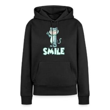 Grinsende Katze - Frauen Premium Bio Hoodie - Schwarz - Vorne - Julia (174cm)