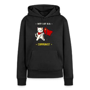 Mon chat est communiste - Sweat à capuche Premium bio Femme - noir - Devant - Julia (174cm)