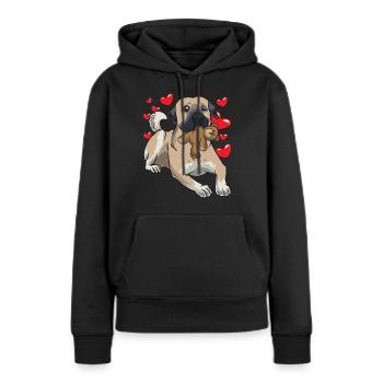 Kangal Hund mit Stofftier und vielen Herzen - Frauen Premium Bio Hoodie - Schwarz - Vorne - Julia (174cm)