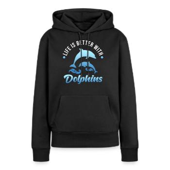 Delfin - Sweat à capuche Premium bio Femme - noir - Devant - Julia (174cm)