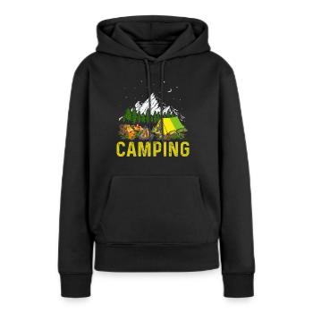 Camping Szene Lagerfeuer und Gitarrenmusik - Frauen Premium Bio Hoodie - Schwarz - Vorne - Julia (174cm)