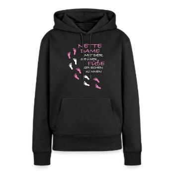 Nette Dame mit der Sie über Füße sprechen - Frauen Premium Bio Hoodie - Schwarz - Vorne - Julia (174cm)