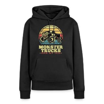 Chemise rétro de camion de monstre de cru - Sweat à capuche Premium bio Femme - noir - Devant - Julia (174cm)