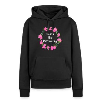 Smash the patriarche féministe le cadeau - Sweat à capuche Premium bio Femme - noir - Devant - Julia (174cm)