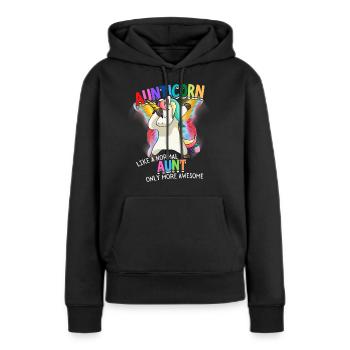 Aunticorn Tante Dabbendes Einhorn Dabbing Unicorn - Frauen Premium Bio Hoodie - Schwarz - Vorne - Julia (174cm)