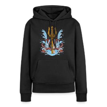 Trident Poséidon - Sweat à capuche Premium bio Femme - noir - Devant - Julia (174cm)