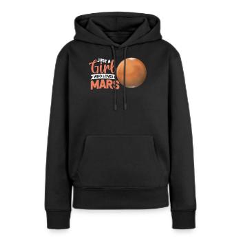 Mars - Frauen Premium Bio Hoodie - Schwarz - Vorne - Julia (174cm)