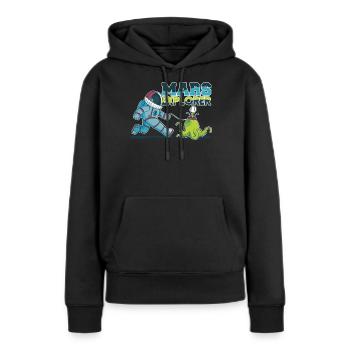 Mars - Frauen Premium Bio Hoodie - Schwarz - Vorne - Julia (174cm)