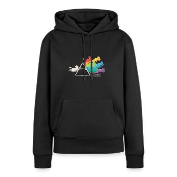 PRISMA RAINBOW CATS - Frauen Premium Bio Hoodie - Schwarz - Vorne - Julia (174cm)