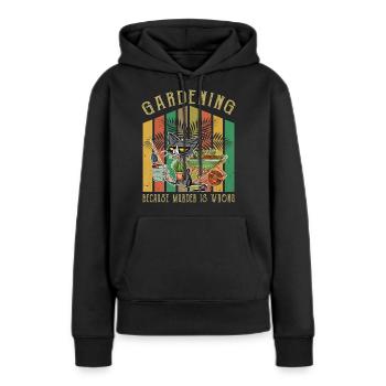 Jardin jardin jardinier Jardinage - Sweat à capuche Premium bio Femme - noir - Devant - Julia (174cm)