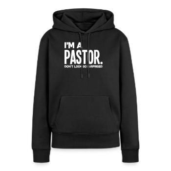 Pasteur pasteur clergé Reverend Cadeaux - Sweat à capuche Premium bio Femme - noir - Devant - Julia (174cm)