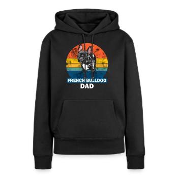 French Bulldog Dad Retro Grunge - Sweat à capuche Premium bio Femme - noir - Devant - Julia (174cm)