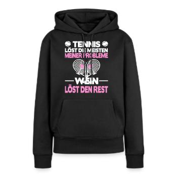 tennis tennisspielerin wein weinliebhaberin - Frauen Premium Bio Hoodie - Schwarz - Vorne - Julia (174cm)