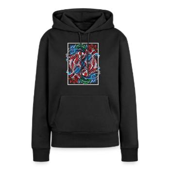 Koi Carpes Poissons japonais - Sweat à capuche Premium bio Femme - noir - Devant - Julia (174cm)