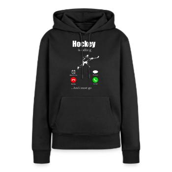 Hockey - Sweat à capuche Premium bio Femme - noir - Devant - Julia (174cm)