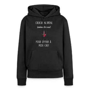 Cherche neurone - Sweat à capuche Premium bio Femme - noir - Devant - Julia (174cm)