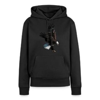 Adlermotiv Aigle Impression Éperonné aigle à tête blanche Aigle - Sweat à capuche Premium bio Femme - noir - Devant - Julia (174cm)