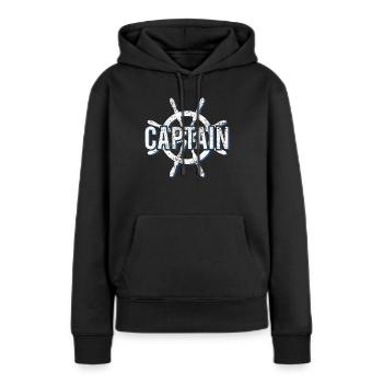 Capitaine - Sweat à capuche Premium bio Femme - noir - Devant - Julia (174cm)