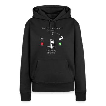 Pêche pêche Petri Prédateur cadeau - Sweat à capuche Premium bio Femme - noir - Devant - Julia (174cm)
