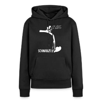 WItziger Spruch mit dickem Vogel für Übergewichtig - Frauen Premium Bio Hoodie - Schwarz - Vorne - Julia (174cm)