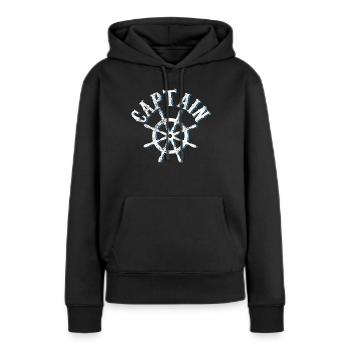 Capitaine - Sweat à capuche Premium bio Femme - noir - Devant - Julia (174cm)