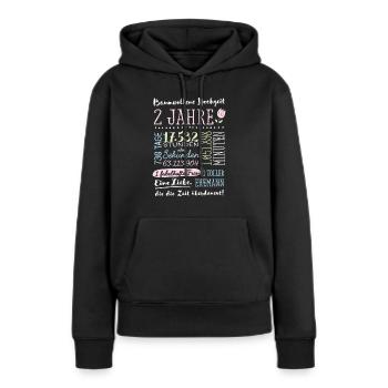 Baumwollhochzeit 2 Jahre Hochzeitstag Geschenk - Frauen Premium Bio Hoodie - Schwarz - Vorne - Julia (174cm)