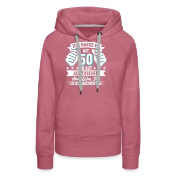 50. Geburtstag - Frauen Premium Bio Hoodie - Malve - Vorne - Isabella (175cm)