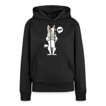 Stuer Blanc berger suisse cadeau - Sweat à capuche Premium bio Femme - noir - Devant - Julia (174cm)