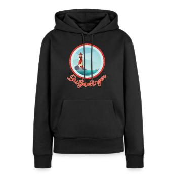 Maritim mit Leuchtturm - Nordsee Insel Butjadingen - Frauen Premium Bio Hoodie - Schwarz - Vorne - Julia (174cm)