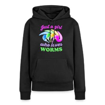 Wurm auf einer Schnur nur ein Mädchen, das Worms liebt - Frauen Premium Bio Hoodie - Schwarz - Vorne - Julia (174cm)