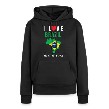 Brasilien Ich liebe Brasilien - Frauen Premium Bio Hoodie - Schwarz - Vorne - Julia (174cm)