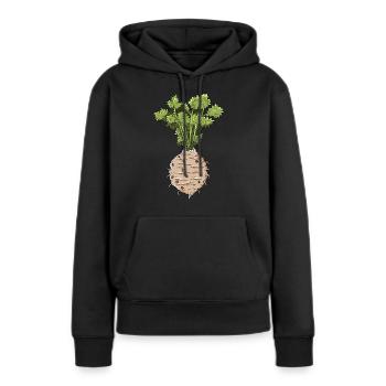 Céleri - Sweat à capuche Premium bio Femme - noir - Devant - Julia (174cm)