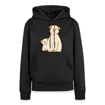 Chien chiot chiot - Sweat à capuche Premium bio Femme - noir - Devant - Julia (174cm)
