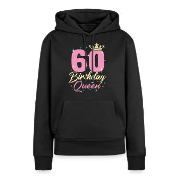 Anniversaire Reine 60e anniversaire - Sweat à capuche Premium bio Femme - noir - Devant - Julia (174cm)