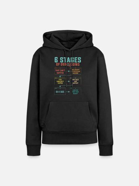 Programmierer 6 Stages of debugging - Frauen Premium Bio Hoodie - Schwarz