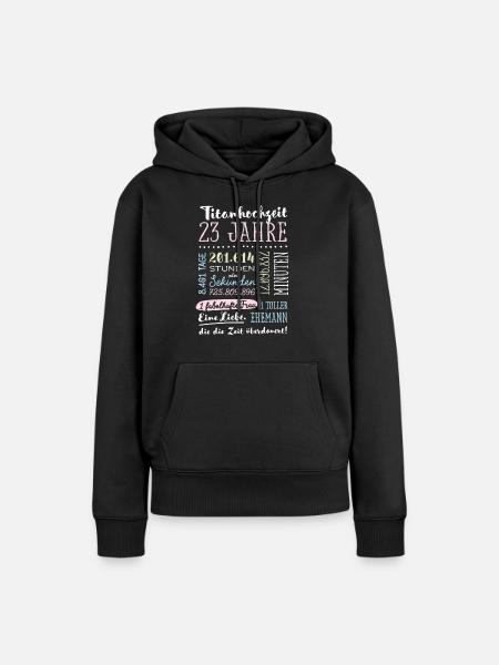Titanhochzeit 23 Jahre Hochzeitstag Geschenk - Frauen Premium Bio Hoodie - Schwarz