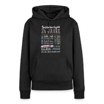 Satinhochzeit 24 Jahre Hochzeitstag Geschenk - Frauen Premium Bio Hoodie - Schwarz - Vorne - Julia (174cm)