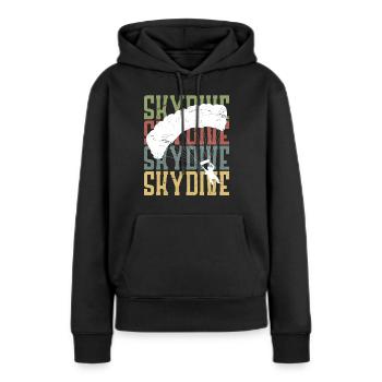 Parachutiste motif Skydive Skydiver - Sweat à capuche Premium bio Femme - noir - Devant - Julia (174cm)