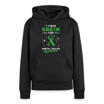 Santé mentale, santé mentale - Sweat à capuche Premium bio Femme - noir - Devant - Julia (174cm)