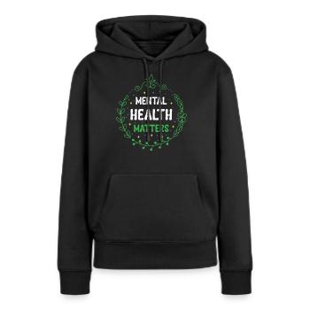 Santé mentale, santé mentale - Sweat à capuche Premium bio Femme - noir - Devant - Julia (174cm)
