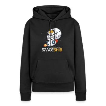 SPACESHIB SHIB COIN CRYPTO KRYPTOWÄHRUNG SHIBA INU - Frauen Premium Bio Hoodie - Schwarz - Vorne - Julia (174cm)