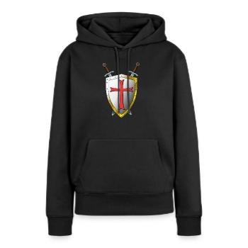 Templer Bouclier et Épées - Templiers - Sweat à capuche Premium bio Femme - noir - Devant - Julia (174cm)