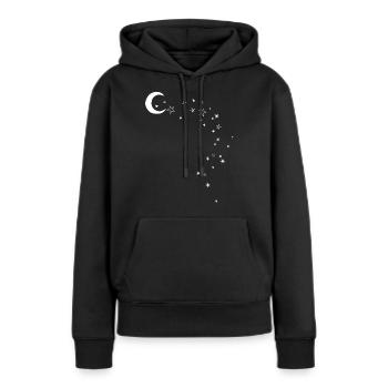 Lune et étoiles - Sweat à capuche Premium bio Femme - noir - Devant - Julia (174cm)